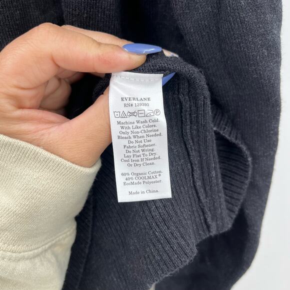 EVERLANE The No-Sweat Sweater Uniform Heathered Midnight Long Sleeve Large NEW - Picture 8 of 8